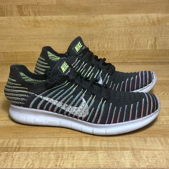 Nike Free RN Flyknit Women's Running Shoes size 9.5 Black/multicolor 831070-003 - Picture 1 of 6